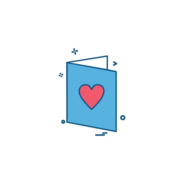 Valentim Cartão Coração Amor Carta Ícone Vetor Design — Vetor de Stock