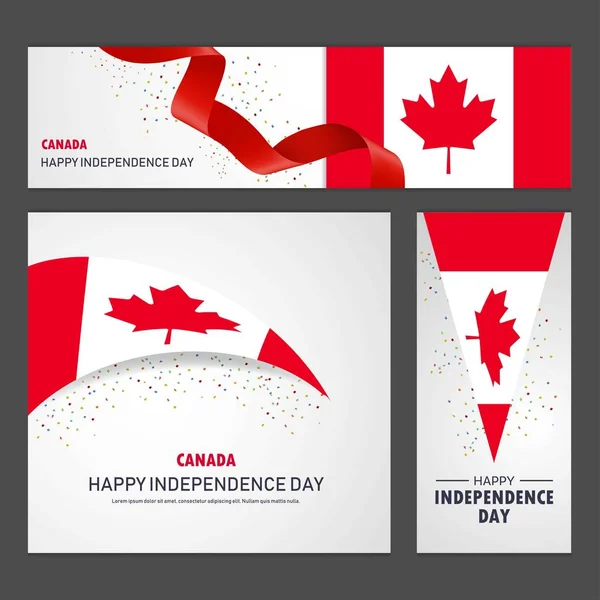 Feliz Dia Independência Canadá Banner Background Set —  Vetores de Stock