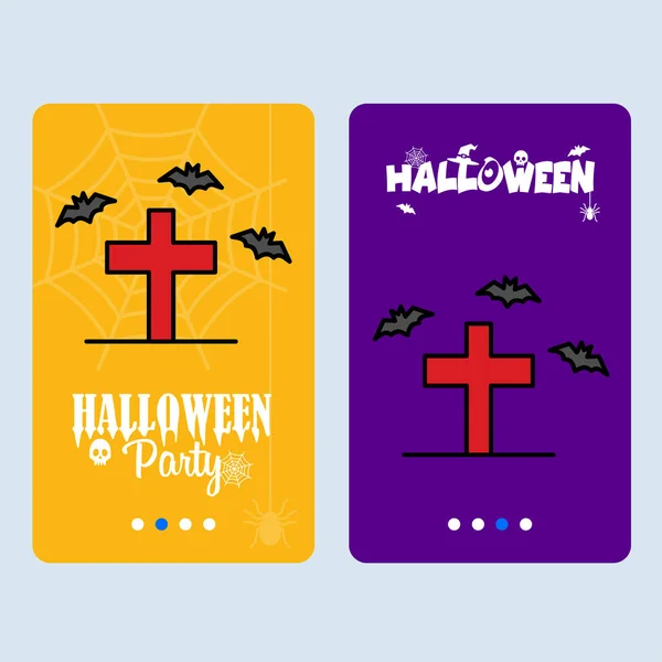 Happy Halloween Uitnodiging Ontwerp Met Ernstige Vectorillustratie — Stockvector