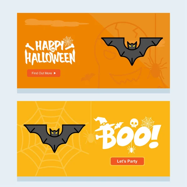 Feliz Halloween Fiesta Invitación Diseño Con Murciélagos Vector Colorido Ilustración — Vector de stock