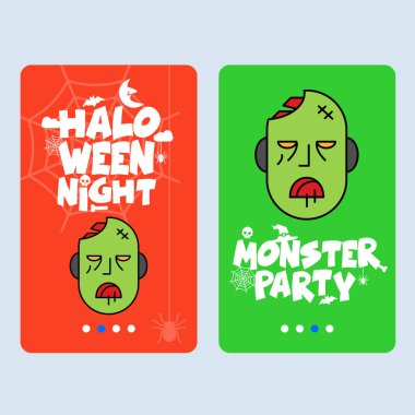 Mutlu Cadılar Bayramı Partisi Davetiyesi ghost ile renkli vektör çizim tasarım