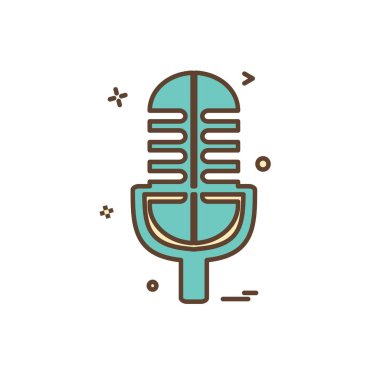 Mikrofon simgesi tasarım, renkli vektör çizim
