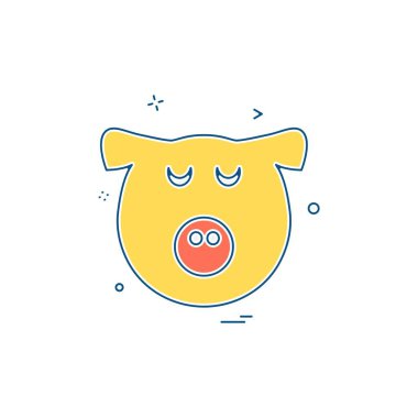 Domuz simgesi tasarım, renkli vektör çizim