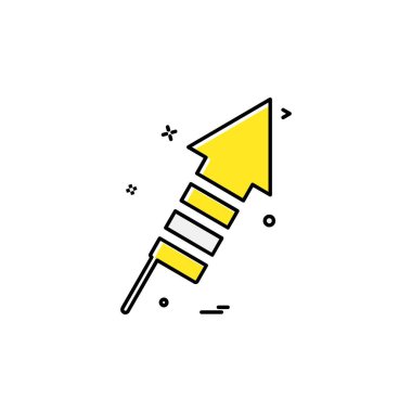 Roket simgesi tasarım, renkli vektör çizim