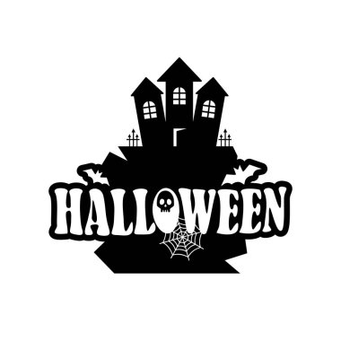 Cadılar Bayramı tipografi beyaz zemin üzerine, vektör çizim tasarım 