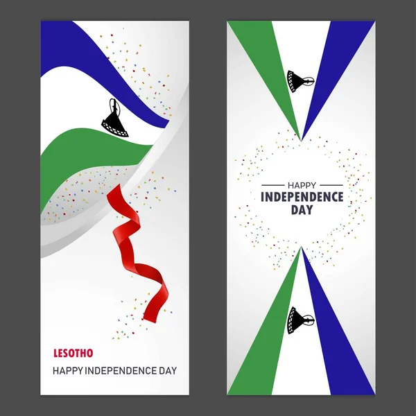 Lesotho Happy Independence Day Confetti Celebration Background Ensemble Bannière Verticale — Image vectorielle