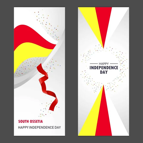 Ossétia Sul Feliz Dia Independência Confetti Celebração Fundo Vertical Banner — Vetor de Stock