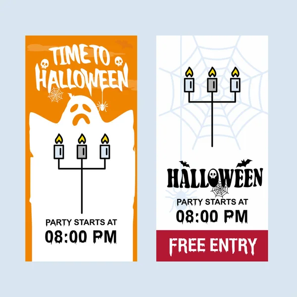 Design Convite Halloween Feliz Com Vetor Vela — Vetor de Stock