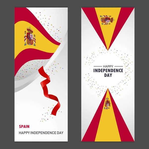 Spanya Mutlu Bağımsızlık Günü Konfeti Kutlama Arka Plan Dikey Banner — Stok Vektör