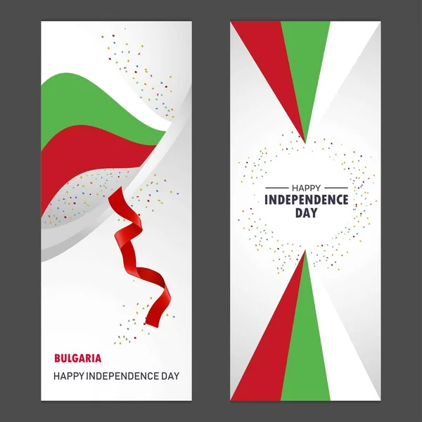 Bulgária Feliz Dia Independência Confetti Celebração Fundo Vertical Banner Set — Vetor de Stock