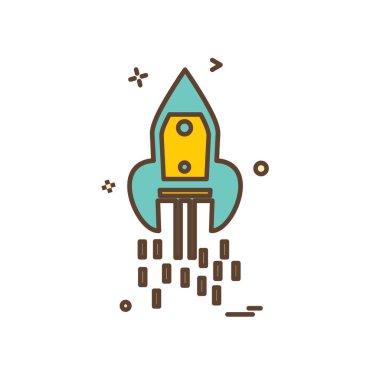 Roket simgesi tasarım, renkli vektör çizim