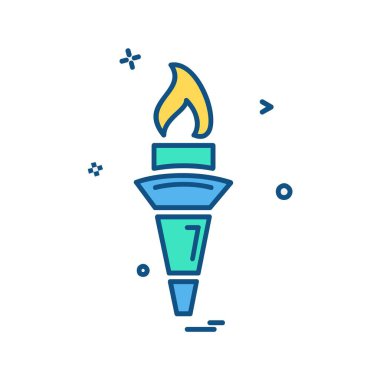 Meşale simgesi tasarım, renkli vektör çizim