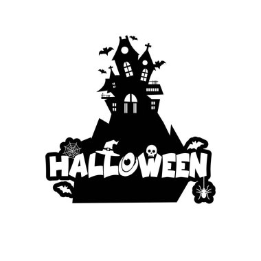 Cadılar Bayramı tipografi beyaz zemin üzerine, vektör çizim tasarım 