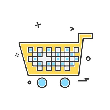 Sepeti simgesi tasarım, renkli vektör çizim