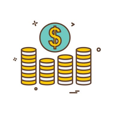 Dolar simgesi tasarım, renkli vektör çizim