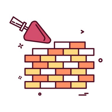 Duvar simgesi tasarım, renkli vektör çizim