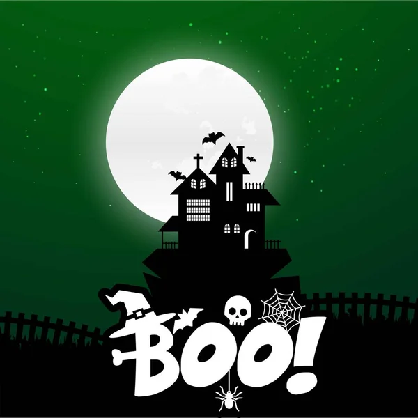 Feliz Halloween Assustador Fundo Noite —  Vetores de Stock