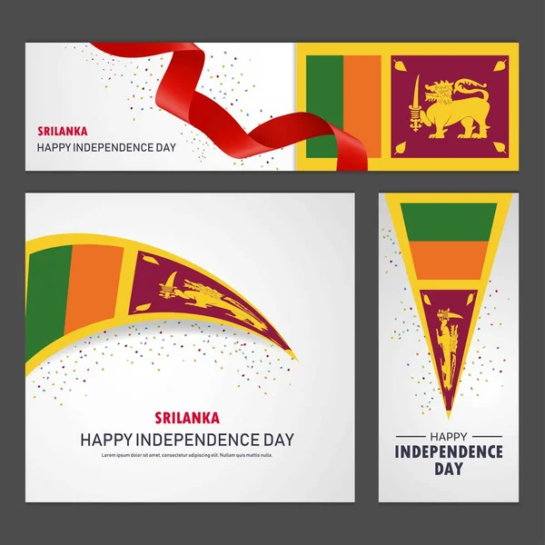 Felice Giorno Dell Indipendenza Dello Sri Lanka Banner Sfondo Set — Vettoriale Stock