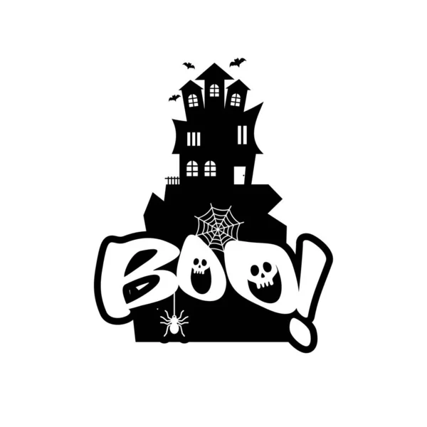 Conception Typographie Boo Illustration Vectorielle Carte Halloween — Image vectorielle