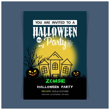 Mutlu Cadılar Bayramı daveti kart tasarlamak vektör 