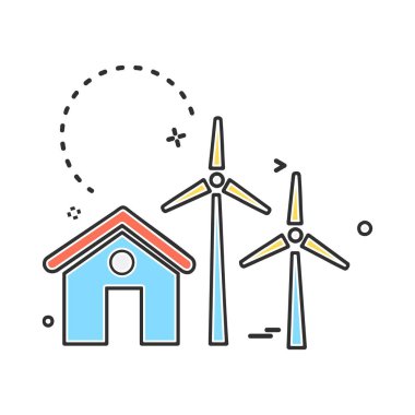 Hava türbini simge tasarlamak, renkli vektör çizim