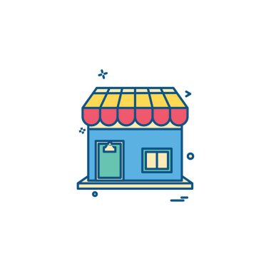 Dükkanı simgesi tasarım, renkli vektör çizim