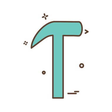 Çekiç simgesi tasarım, renkli vektör çizim