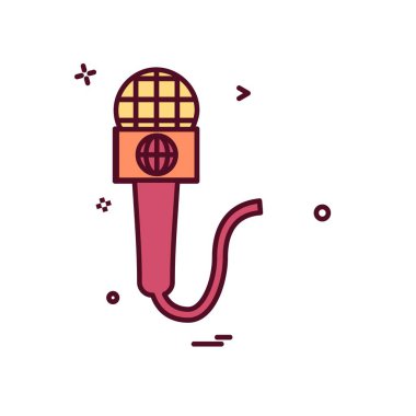 Mikrofon simgesi tasarım, renkli vektör çizim