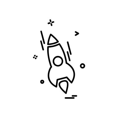 Roket simgesi tasarım, renkli vektör çizim
