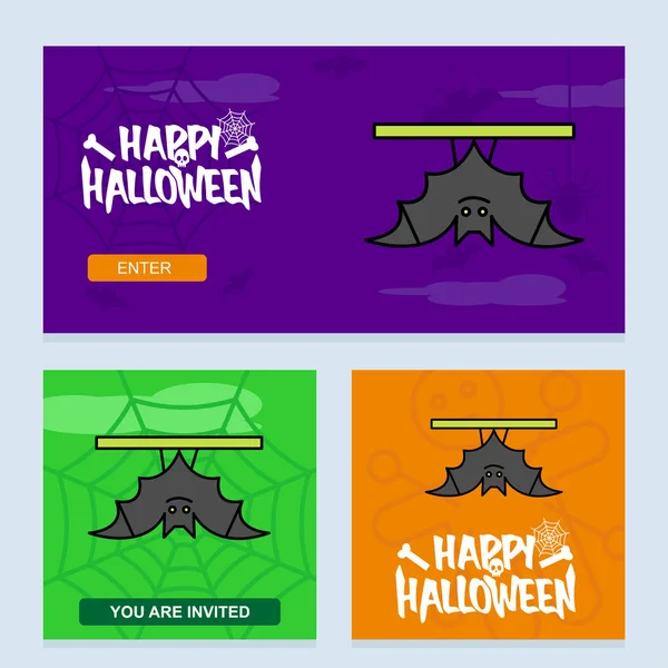 Happy Halloween Inbjudan Design Med Fladdermöss Vektor — Stock vektor