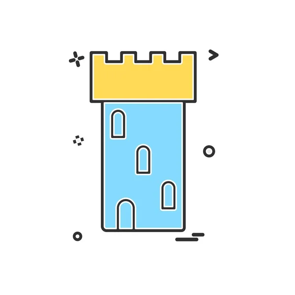 Κάστρο Εικονίδιο Σχεδιασμός Πολύχρωμο Διανυσματικά Εικονογράφηση — Διανυσματικό Αρχείο