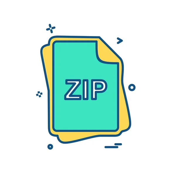 Zip File Type Icon Design Vector — Stock Vector