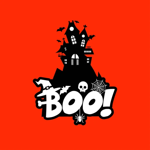 Conception Typographie Boo Illustration Vectorielle Carte Halloween — Image vectorielle