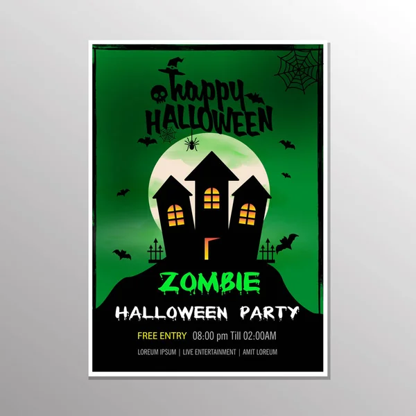 Ilustração Vetorial Tema Festa Zumbi Halloween Fundo Verde Eps Ilustratio — Vetor de Stock