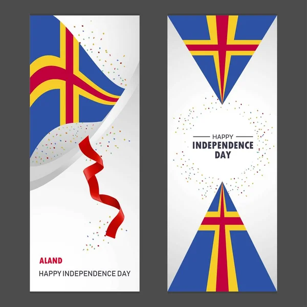 Aland Happy Självständighetsdagen Konfetti Firande Bakgrund Vertikal Banner Inställd — Stock vektor