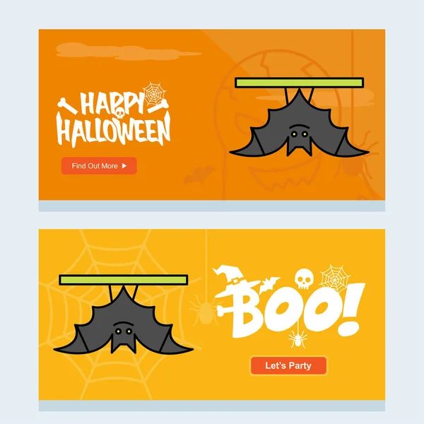 Glücklich Halloween Einladung Design Mit Fledermäusen Vektor — Stockvektor