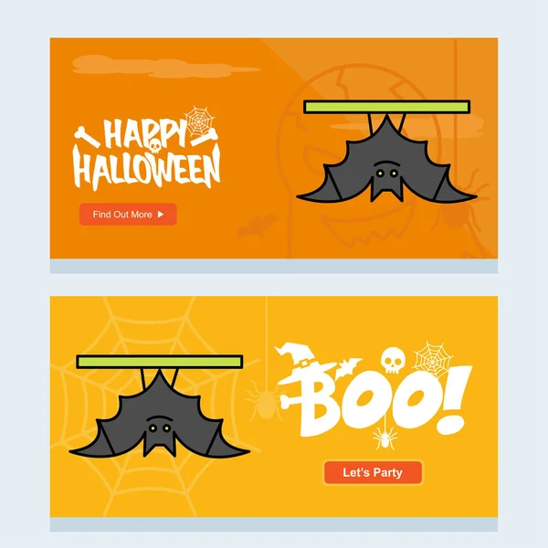 Feliz Halloween Diseño Invitación Con Vector Murciélagos — Vector de stock