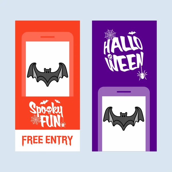 Feliz Halloween Diseño Invitación Con Vector Murciélagos — Vector de stock