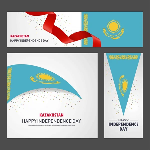 快乐哈萨克斯坦独立日横幅和背景集 — 图库矢量图片
