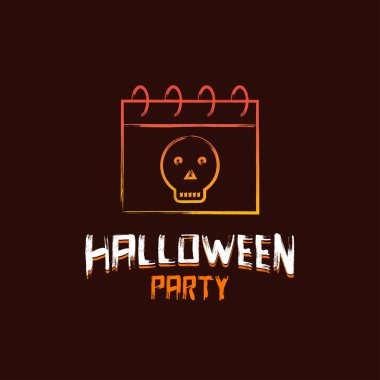 Cadılar Bayramı Partisi Davetiyesi koyu kahverengi zemin, vektör çizim tasarım