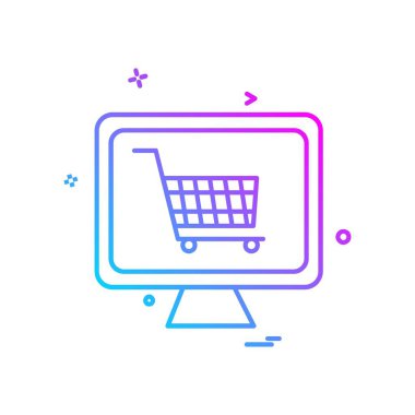 Sepeti simgesi tasarım, renkli vektör çizim