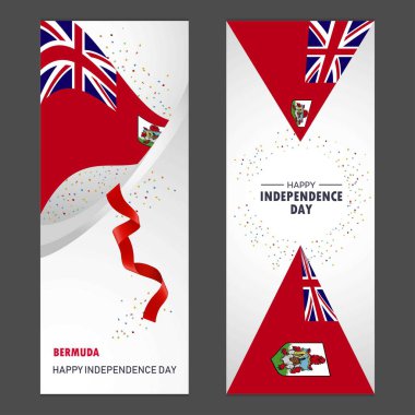 Bermuda mutlu bağımsızlık günü konfeti kutlama arka plan dikey Banner ayarla