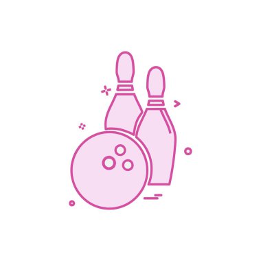 Bowling simgesi tasarım, renkli vektör çizim