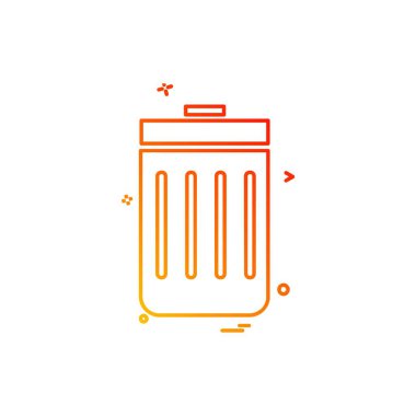 Çöp kutusu simgesi tasarım, renkli vektör çizim