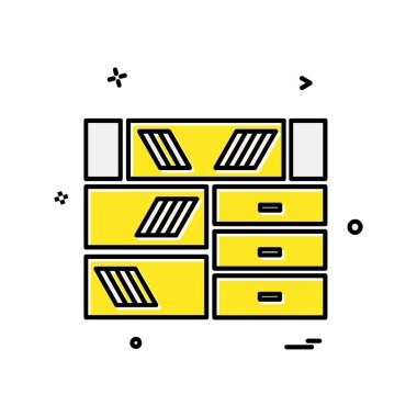 Mobilya simgesi tasarım, renkli vektör çizim