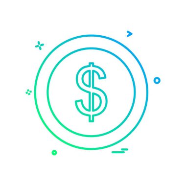 Dolar simgesi tasarım, renkli vektör çizim