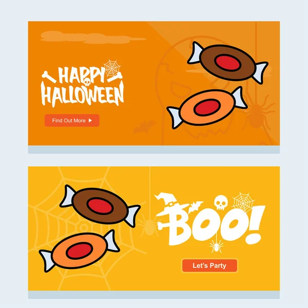 Fröhliches Halloween Einladungsdesign Mit Süßigkeiten Vektor — Stockvektor