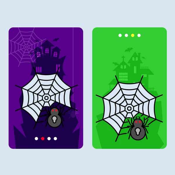 Design Convite Halloween Feliz Com Vetor Aranha — Vetor de Stock