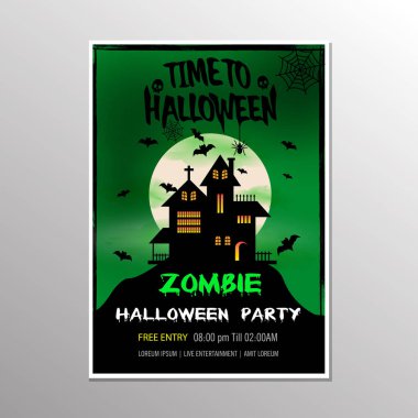 Vektör çizim bir Cadılar Bayramı Zombi partisi tema yeşil zemin üzerine. EPS 10 illustratio