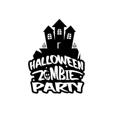 Cadılar Bayramı tipografi beyaz zemin üzerine, vektör çizim tasarım 